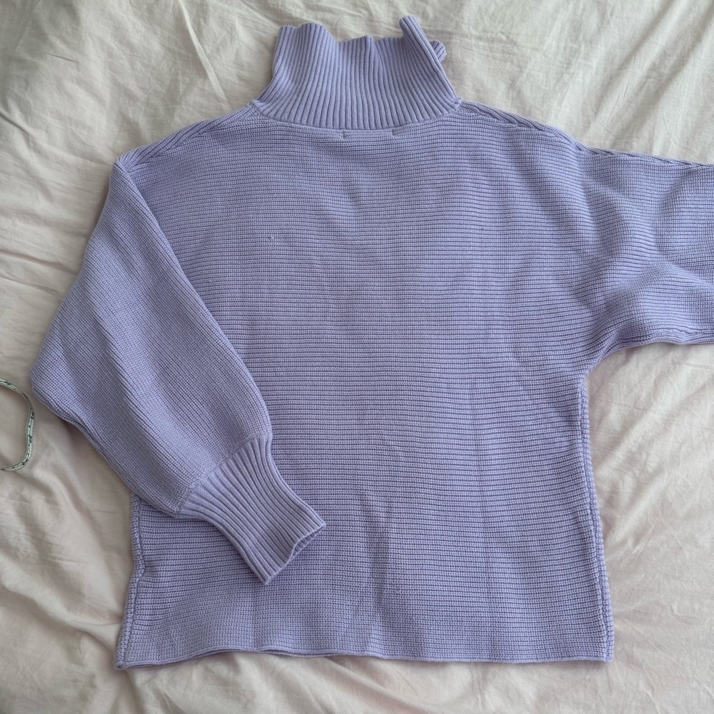 Zesica V-Neck Purple Ribbed Knit Lapel Collar Sweater - Picture 11 of 12